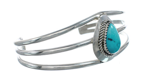 Native American Turquoise Sterling Silver Tear Drop Navajo Cuff Bracelet NX11628